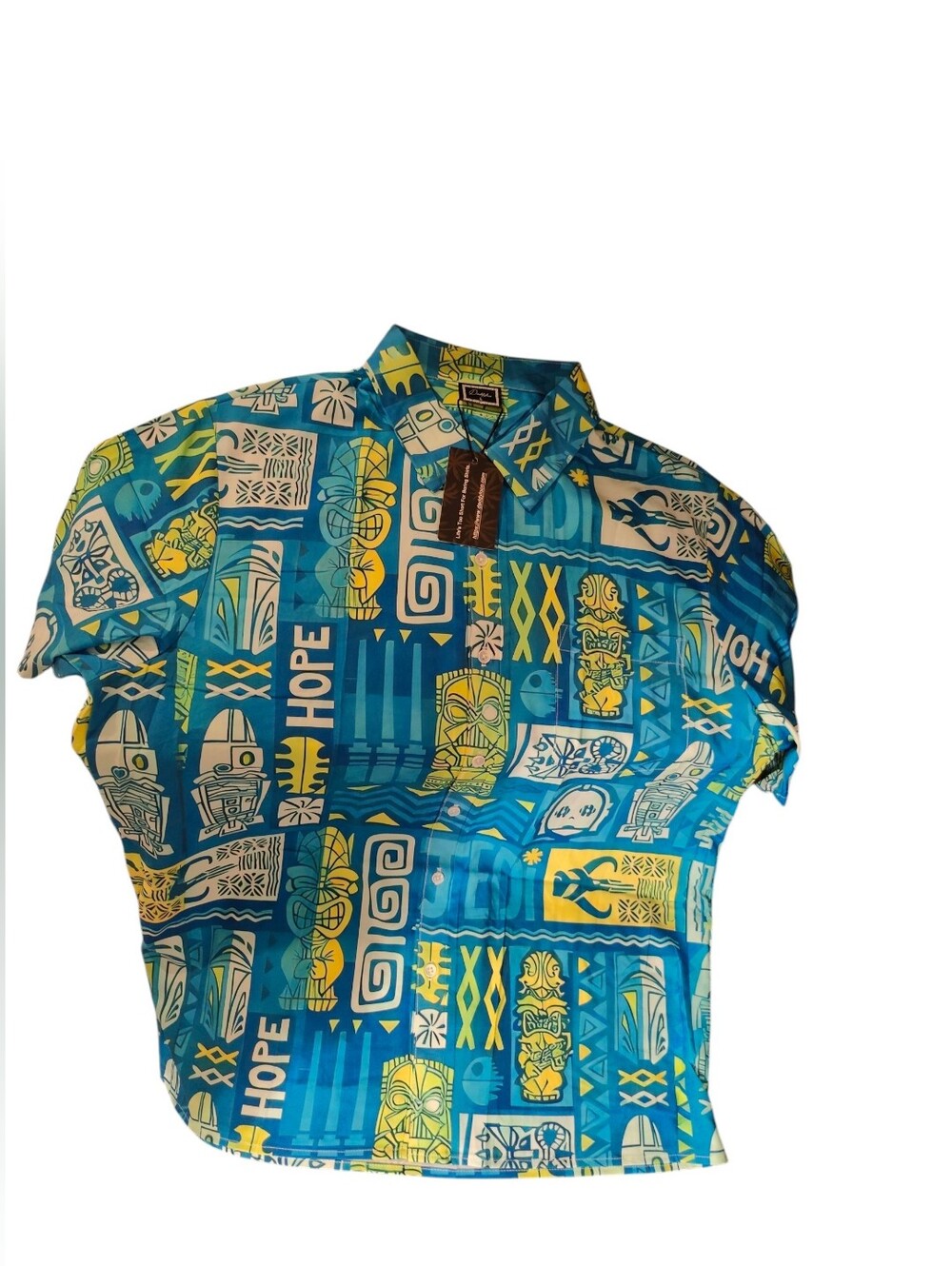 Daddyloco blue tropical tiki pattern Hawaiian shirt